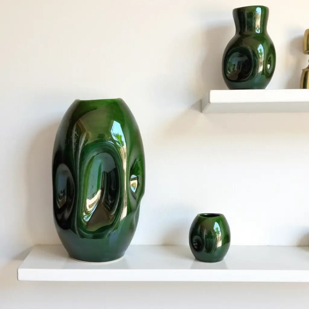 Emerald Green Sculptural Ceramic Vase – Contemporary Handmade Design image 6