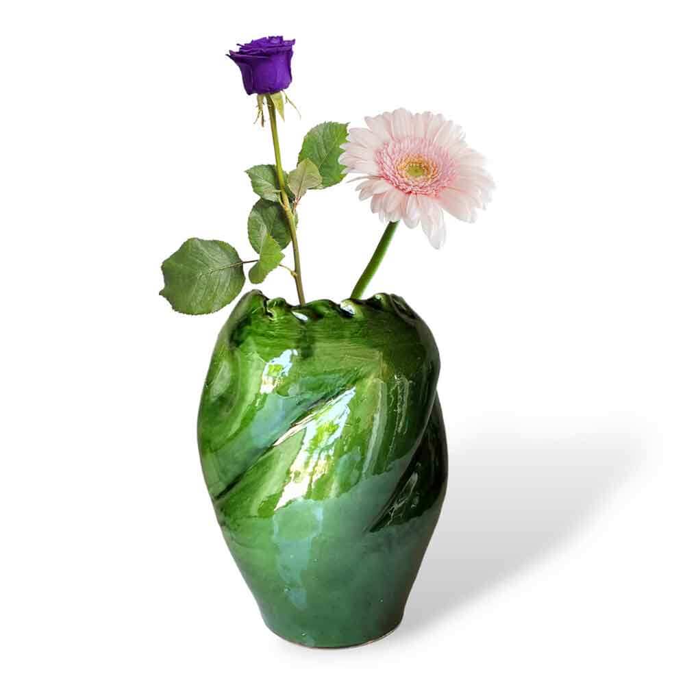 Emerald Green Sculptural Ceramic Vase – Contemporary Handmade Design image 8