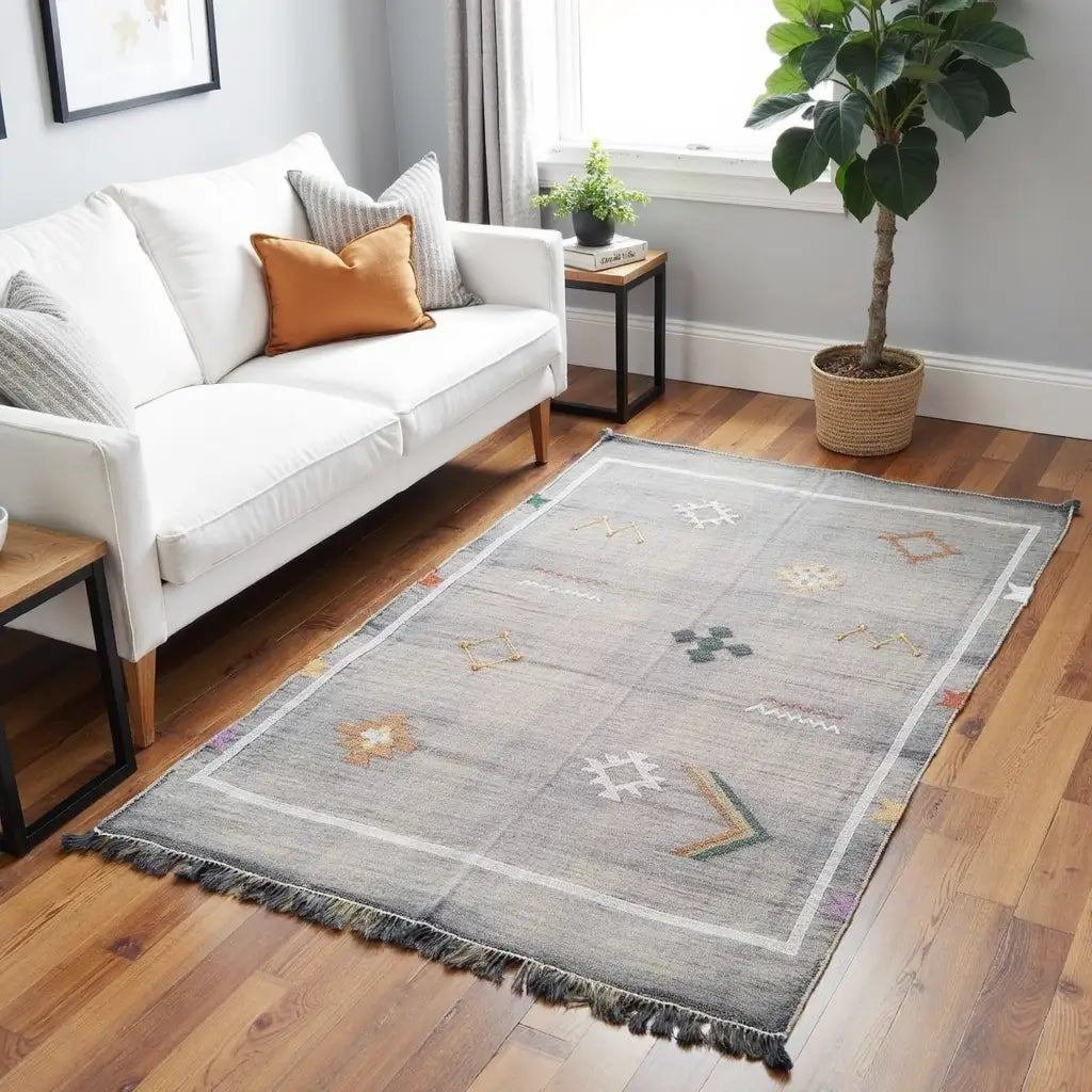 Handmade Gray Moroccan Cactus Rug – Premium Sabra Silk 100x150cm image 8