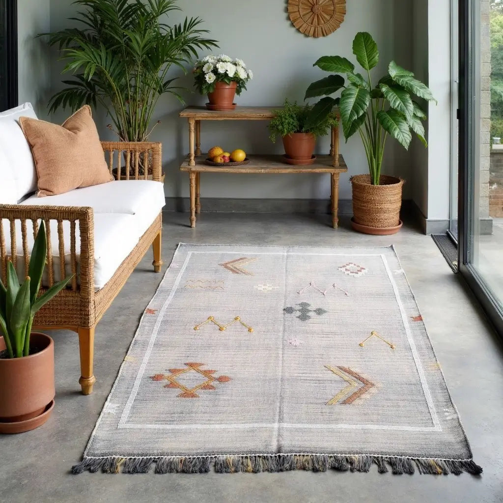Handmade Gray Moroccan Cactus Rug – Premium Sabra Silk 100x150cm image 2