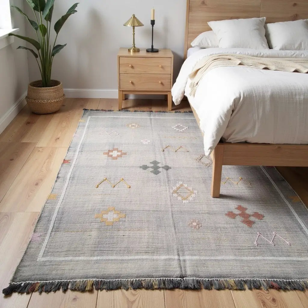 Handmade Gray Moroccan Cactus Rug – Premium Sabra Silk 100x150cm image 3