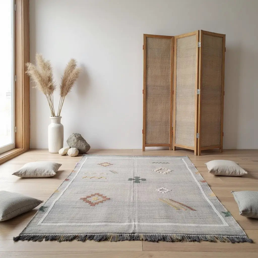 Handmade Gray Moroccan Cactus Rug – Premium Sabra Silk 100x150cm image 4