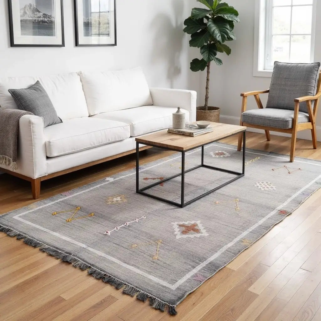 Handmade Gray Moroccan Cactus Rug – Premium Sabra Silk 100x150cm image 6