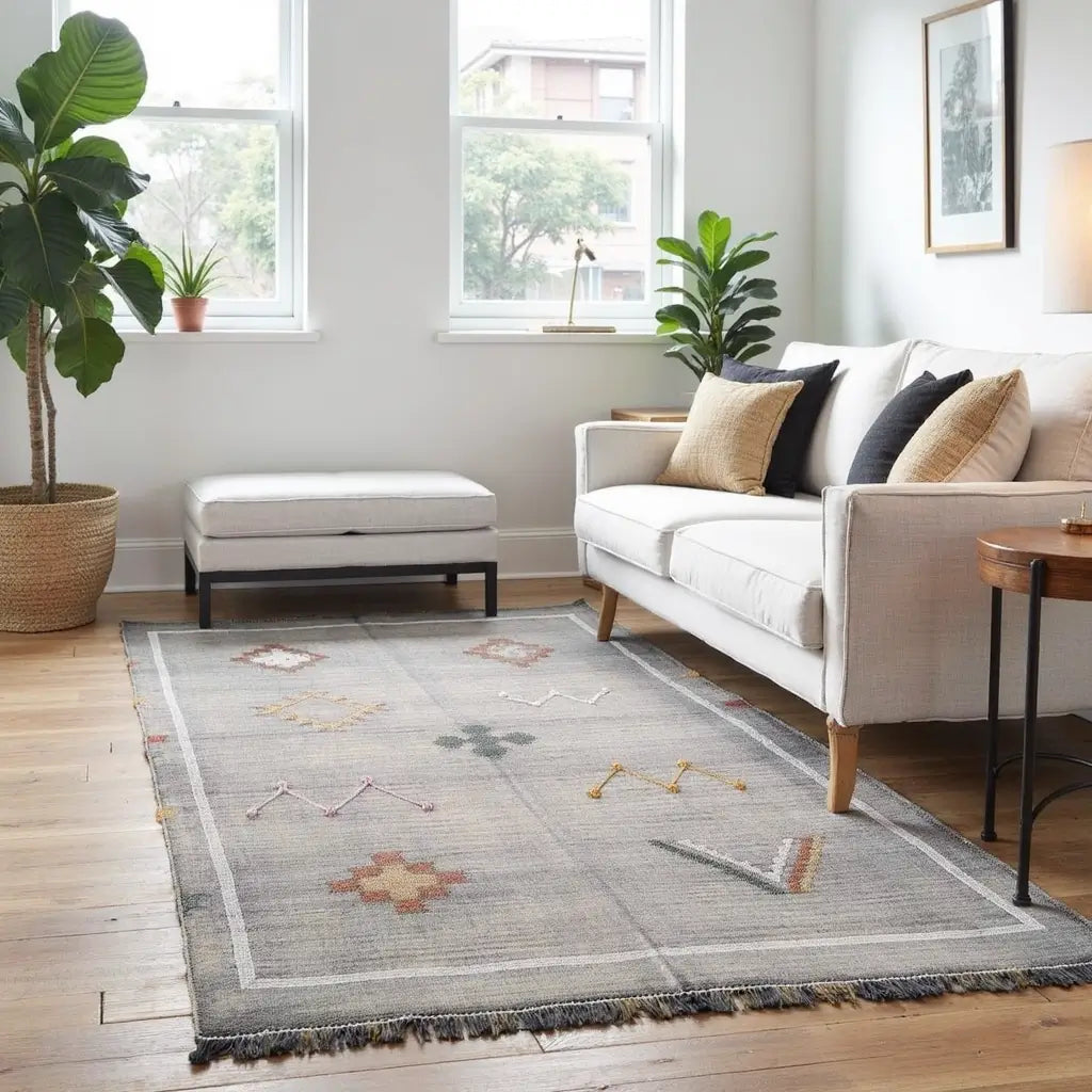 Handmade Gray Moroccan Cactus Rug – Premium Sabra Silk 100x150cm image 7