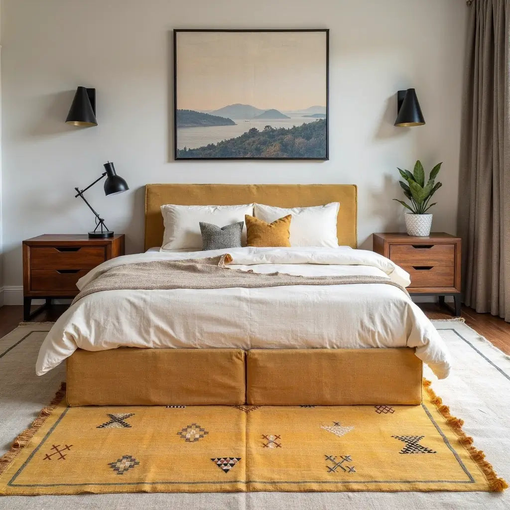 Handwoven Yellow Cactus Silk Rug 3×5 – Moroccan Tribal Wool Carpet image 4