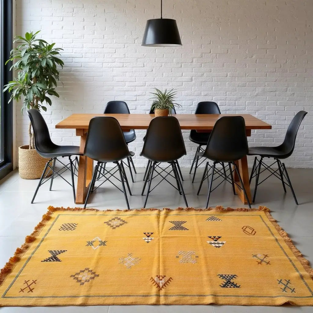 Handwoven Yellow Cactus Silk Rug 3×5 – Moroccan Tribal Wool Carpet image 7