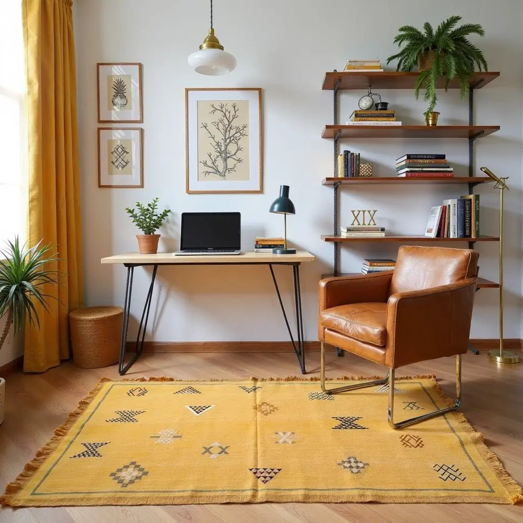 Handwoven Yellow Cactus Silk Rug 3×5 – Moroccan Tribal Wool Carpet image 3