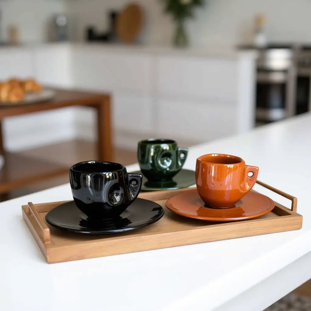 Handmade Moroccan Ceramic Coffee Cups and Saucers Set – Set of 6, Small Size image 5