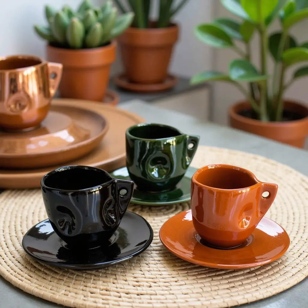 Handmade Moroccan Ceramic Coffee Cups and Saucers Set – Set of 6, Small Size image 7
