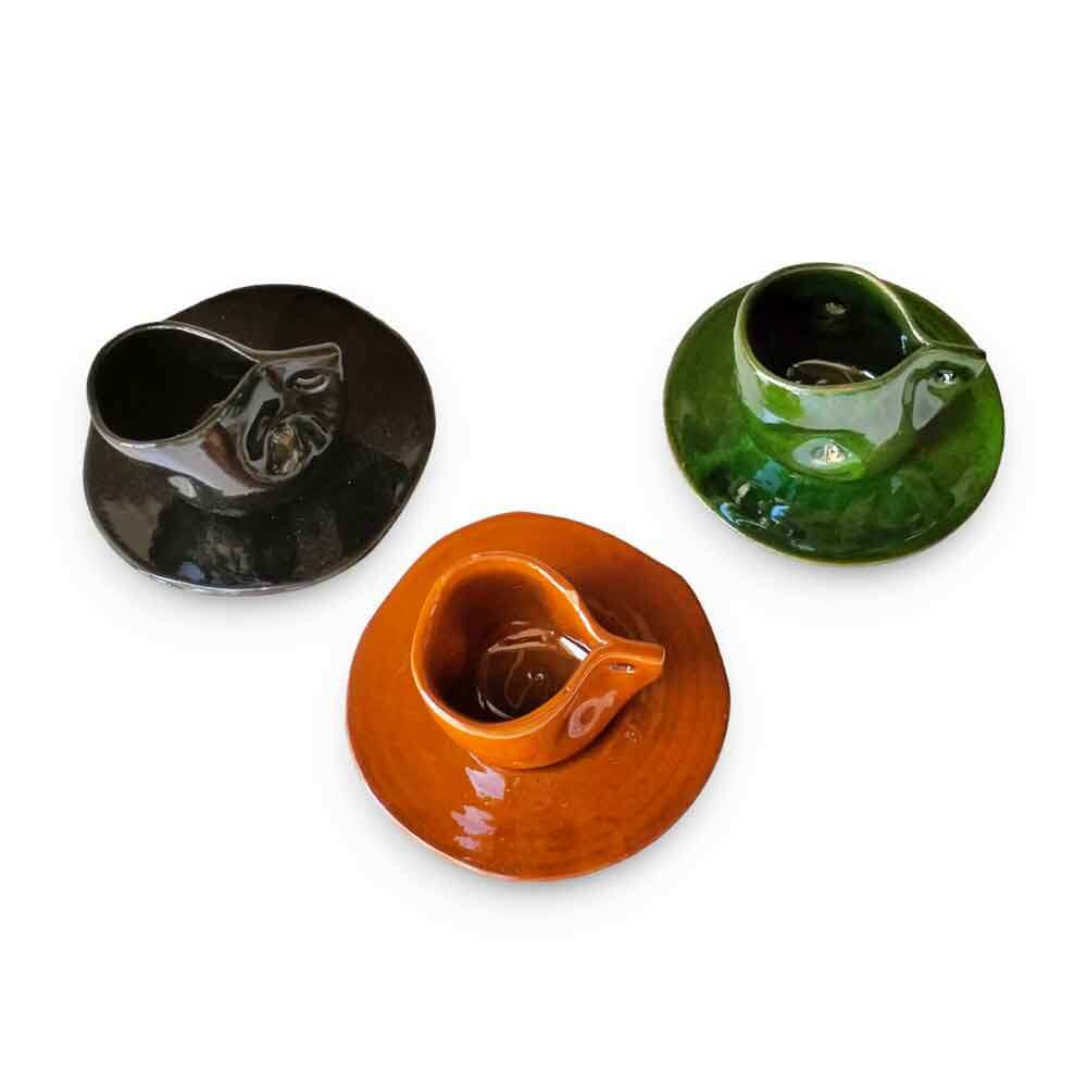 Handmade Moroccan Ceramic Coffee Cups and Saucers Set – Set of 6, Small Size image 9