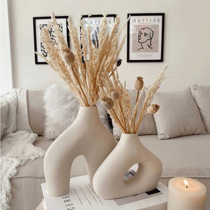 Modern Sculptural Ceramic Vase Set of 2 – Handcrafted Flower Vases image 4