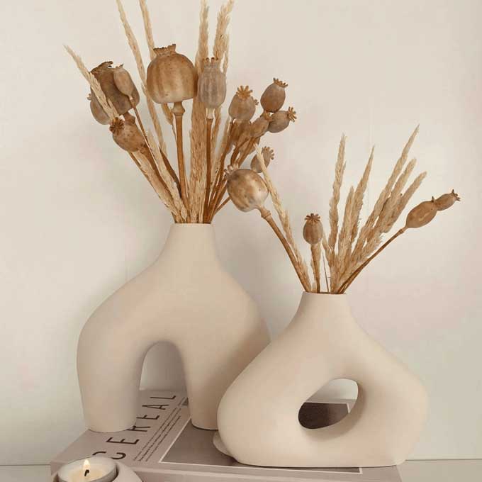 Modern Sculptural Ceramic Vase Set of 2 – Handcrafted Flower Vases image 6