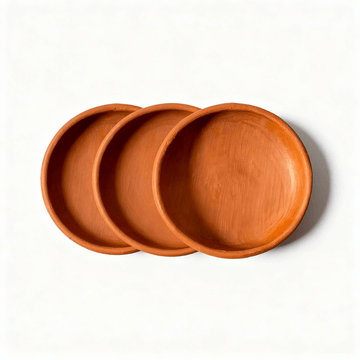 Handmade Terracotta Ceramic Plate Set 21cm – Natural Clay Serving Dishes image
