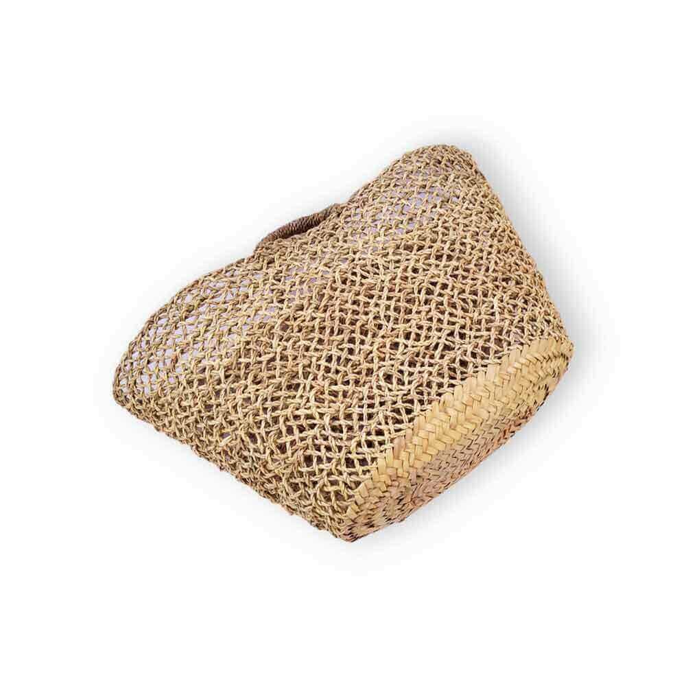 Natural Mesh Straw Beach Shopper – Handwoven Market Tote 12×19″ image 9