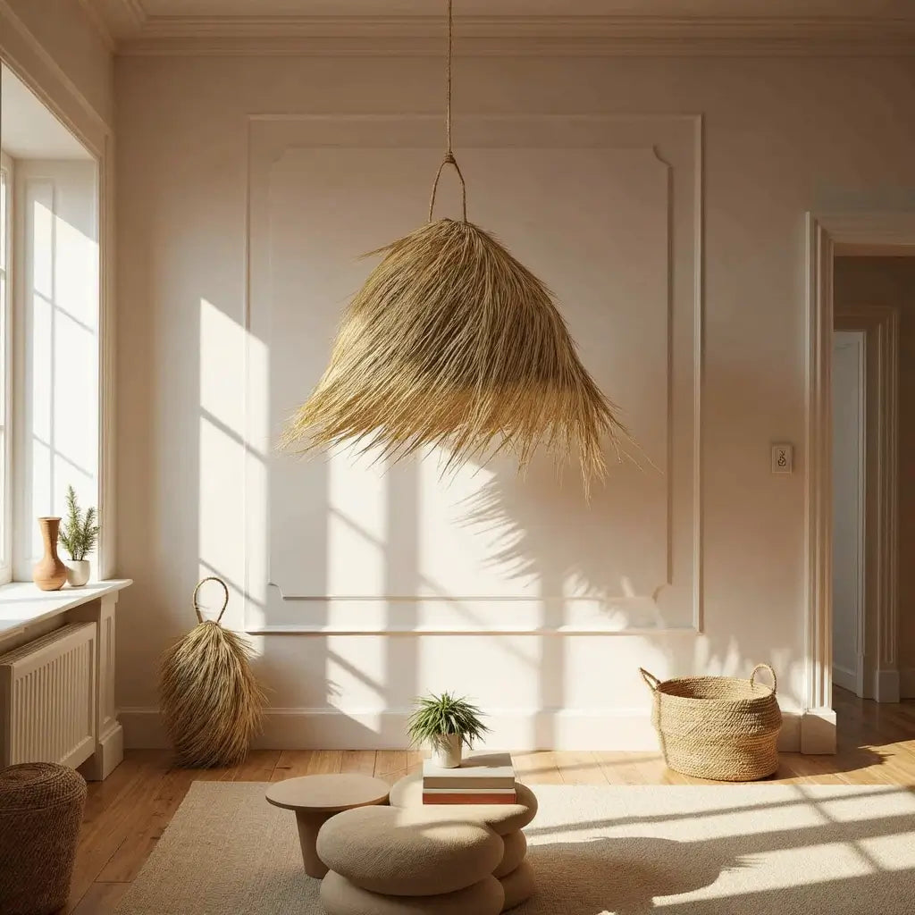 Natural Palm Leaf Pendant Light – Handwoven Lampshade 45cm image 11