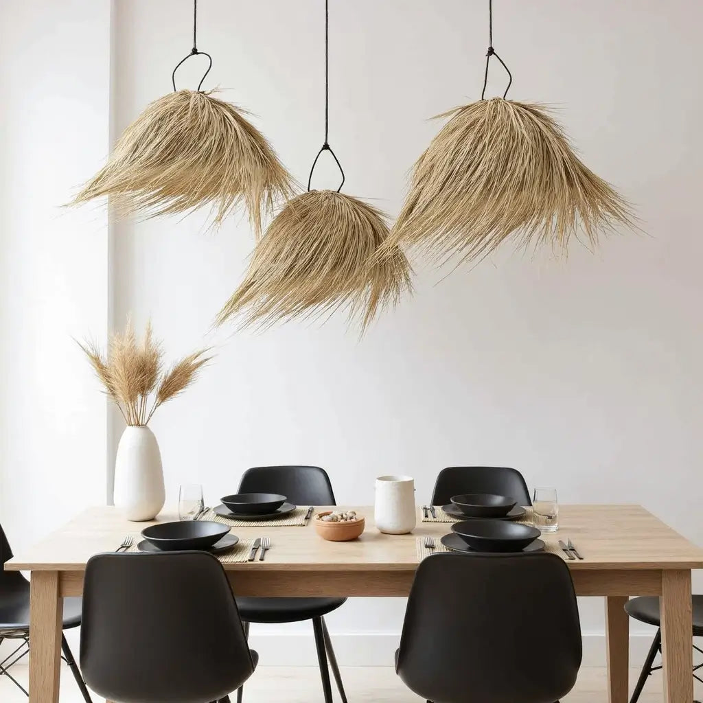 Natural Palm Leaf Pendant Light – Handwoven Lampshade 45cm image 10