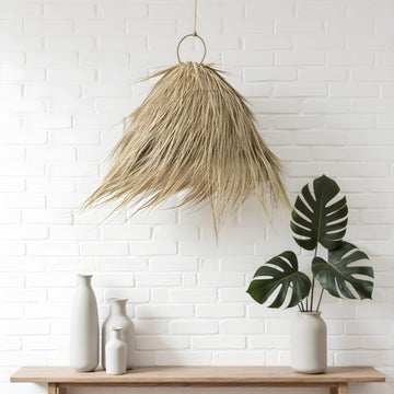 Natural Palm Leaf Pendant Light – Handwoven Lampshade 45cm image