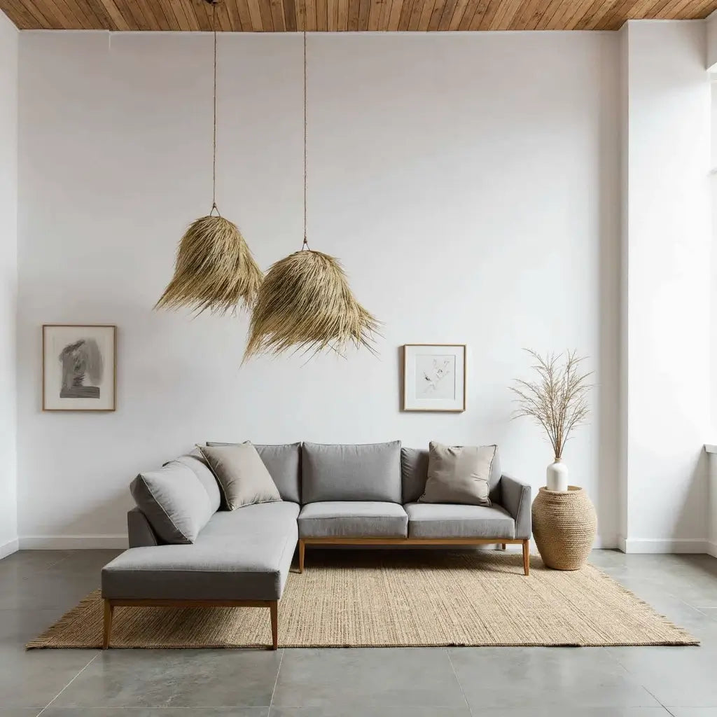 Natural Palm Leaf Pendant Light – Handwoven Lampshade 45cm image 3