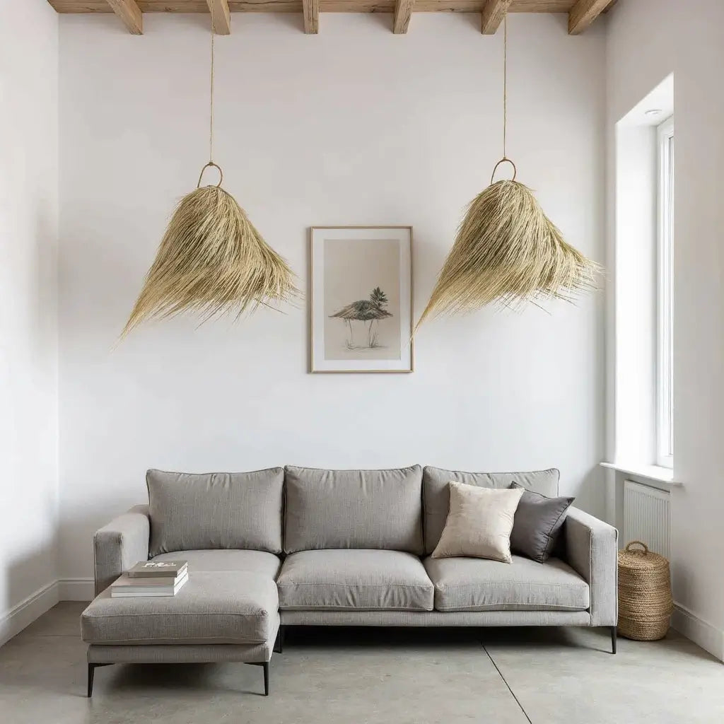 Natural Palm Leaf Pendant Light – Handwoven Lampshade 45cm image 4