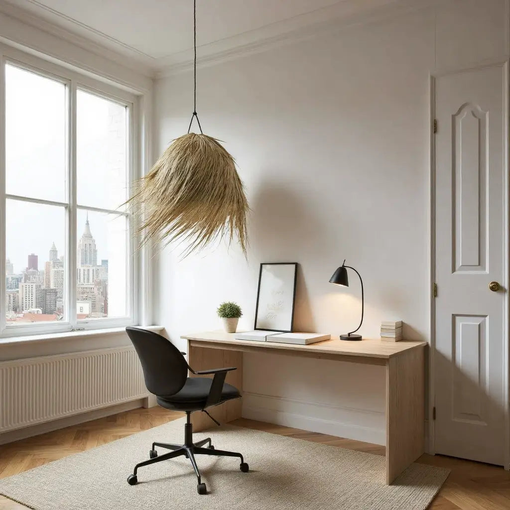 Natural Palm Leaf Pendant Light – Handwoven Lampshade 45cm image 5