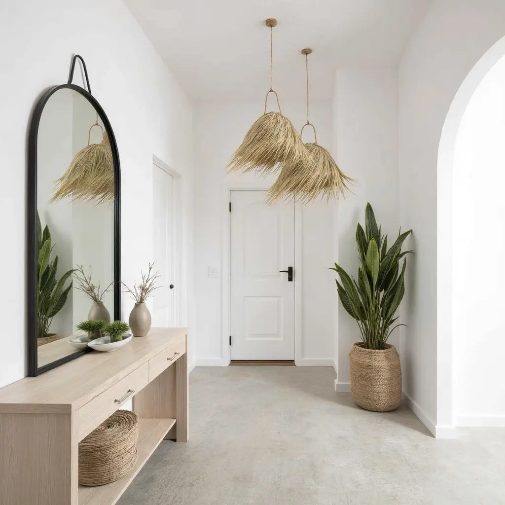 Natural Palm Leaf Pendant Light – Handwoven Lampshade 45cm image 6