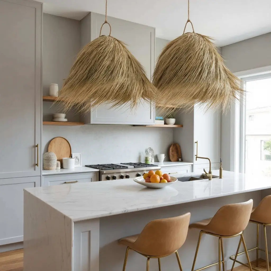 Natural Palm Leaf Pendant Light – Handwoven Lampshade 45cm image 8