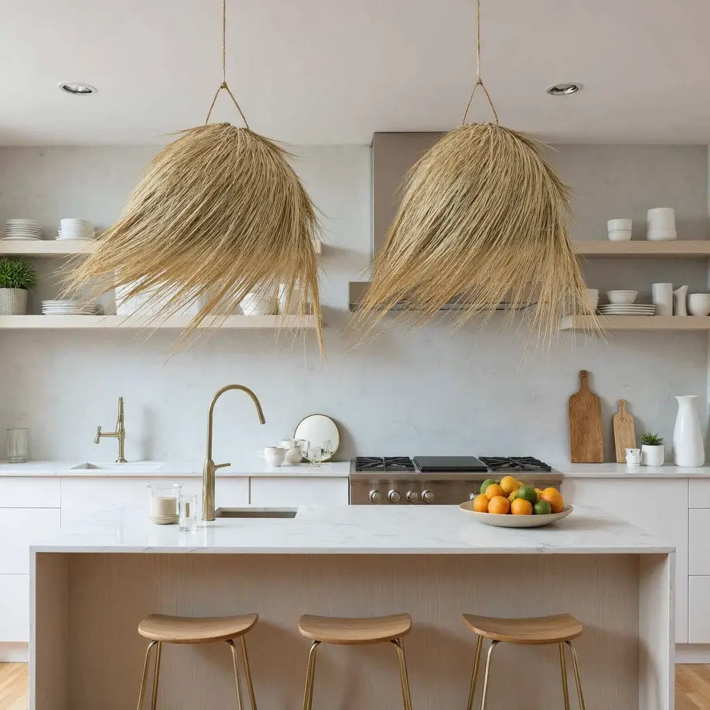 Natural Palm Leaf Pendant Light – Handwoven Lampshade 45cm image 9