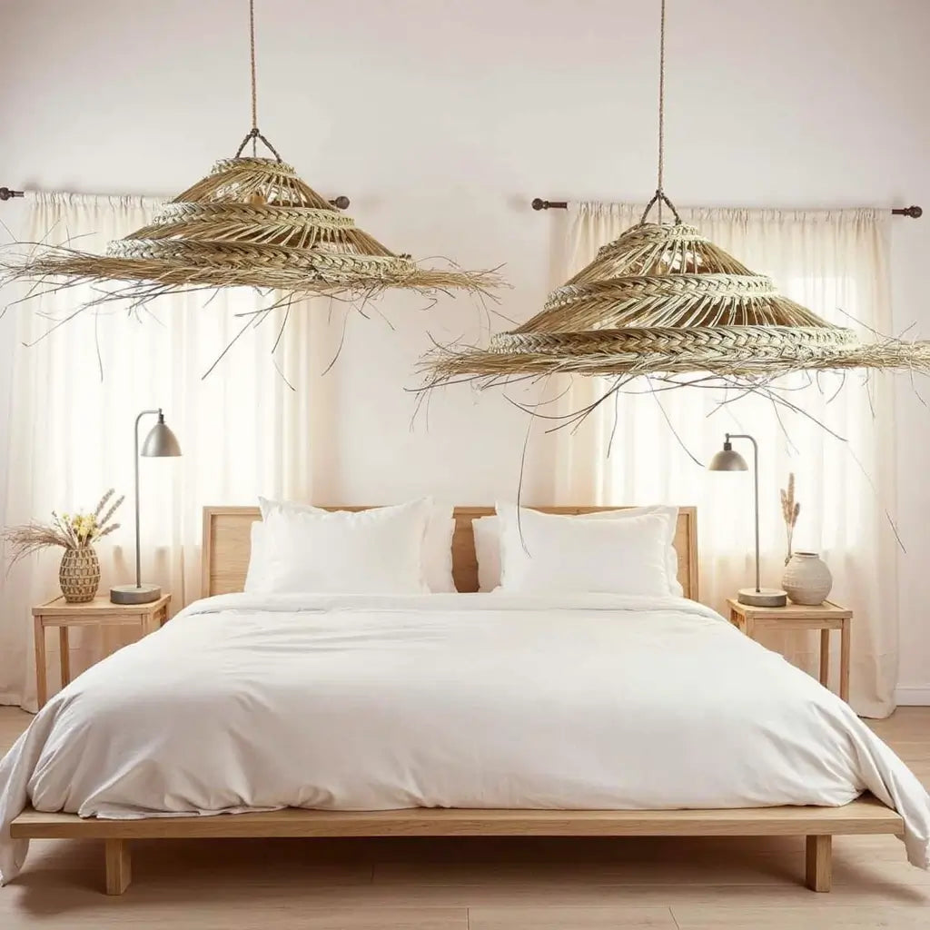 Oversized Palm Leaf Pendant Light – Three-Tiered Handwoven Ceiling Lamp image 7