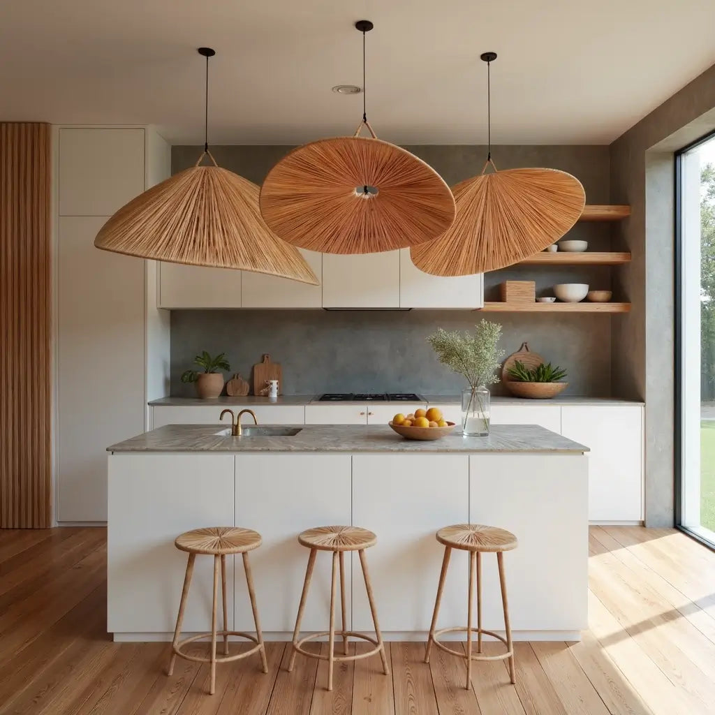 Wood Veneer Butterfly Pendant Light – Handwoven Natural Ceiling Lamp 22″ image 3