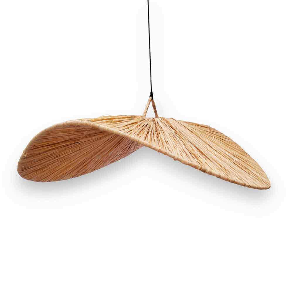 Wood Veneer Butterfly Pendant Light – Handwoven Natural Ceiling Lamp 22″ image 7