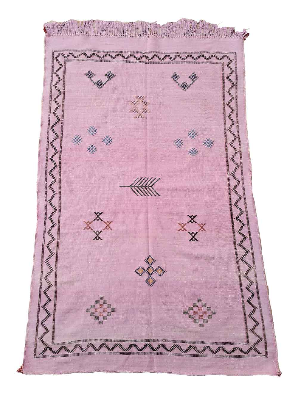 Pink Moroccan Sabra Rug 3×5 – Handwoven Cactus Silk Wall Hanging image 4