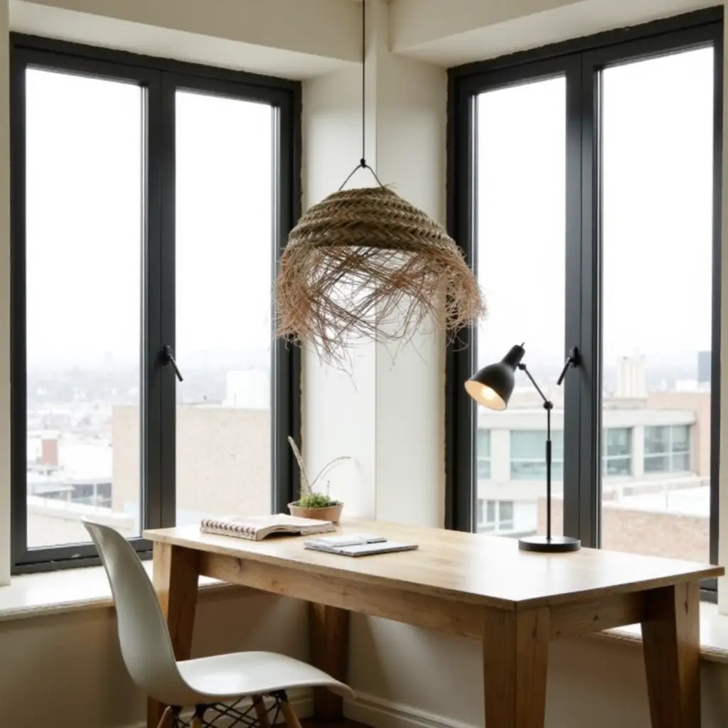 Handwoven Palm Leaf Dome Lampshade – Artisanal Boho Pendant Light image 7