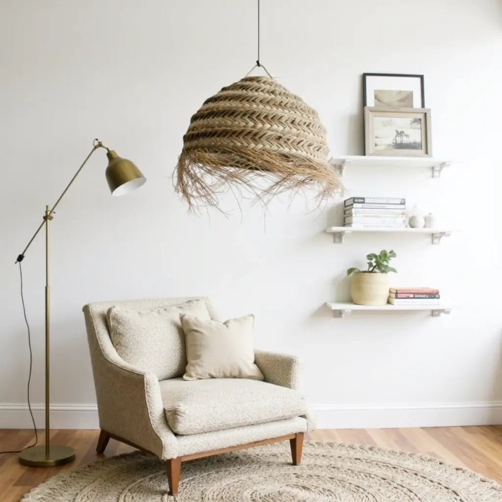 Grand Handwoven Straw Chandelier – Natural Artisan Pendant Light 50cm image 13