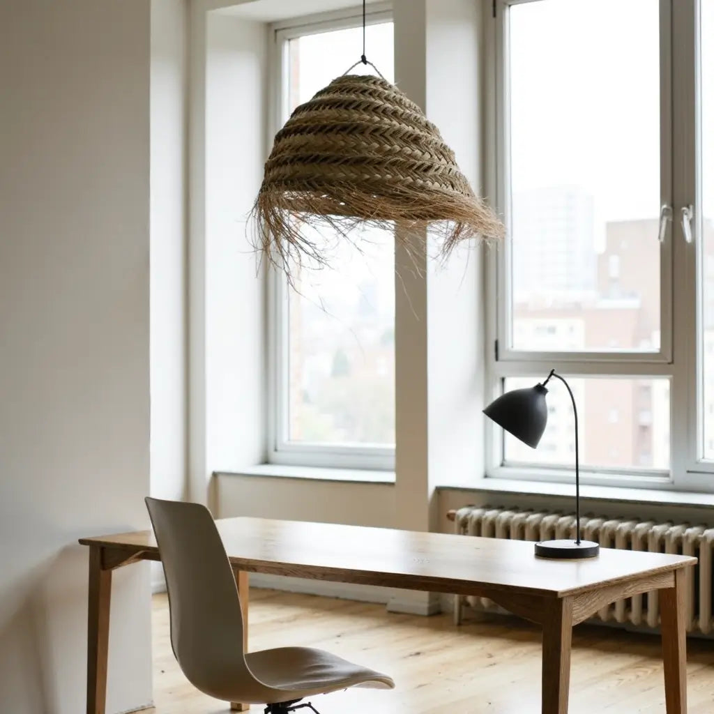Grand Handwoven Straw Chandelier – Natural Artisan Pendant Light 50cm image 8