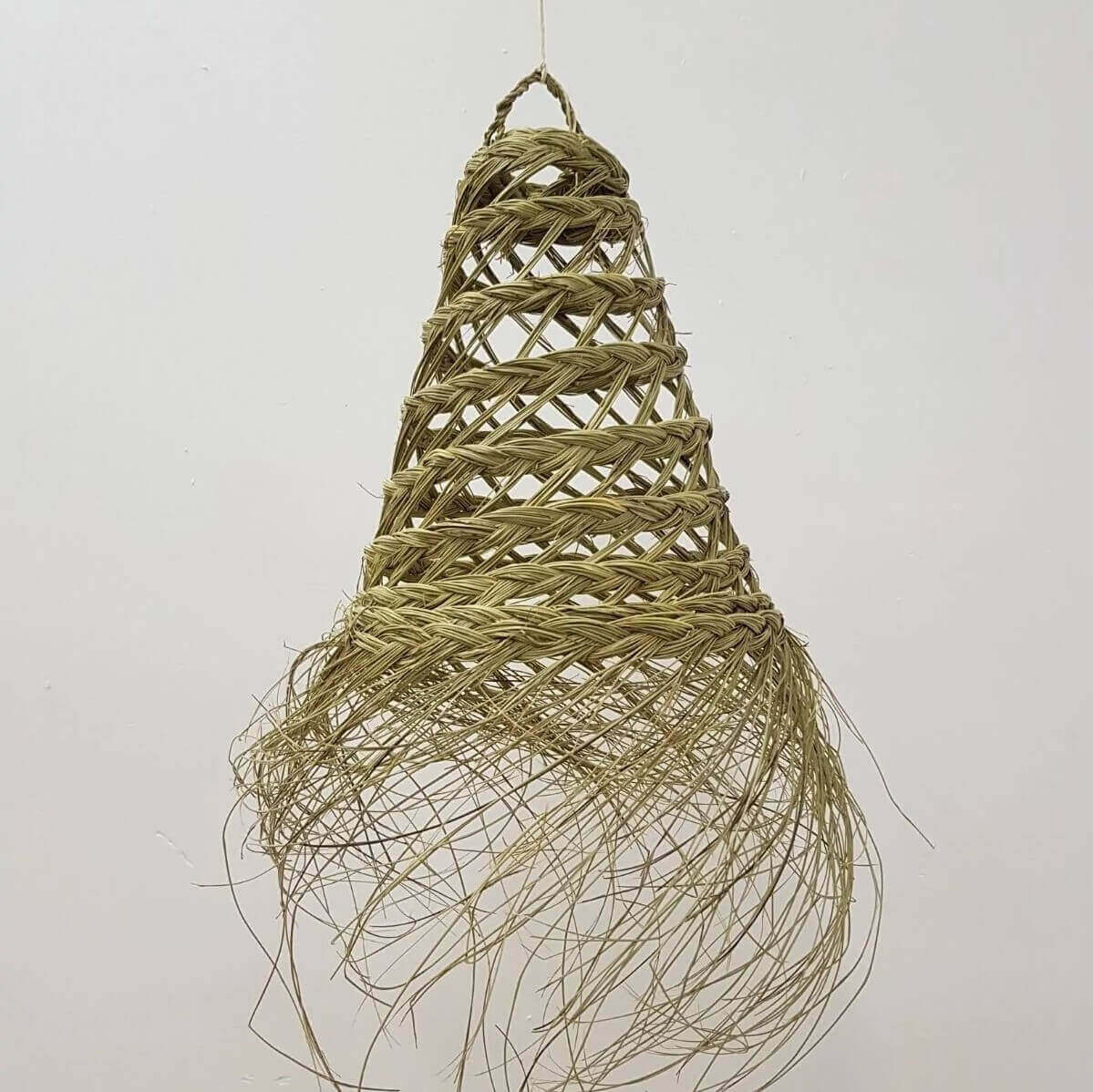 Handwoven Straw Pendant Light 17″ – Natural Fiber Lampshade with Fringe image 5