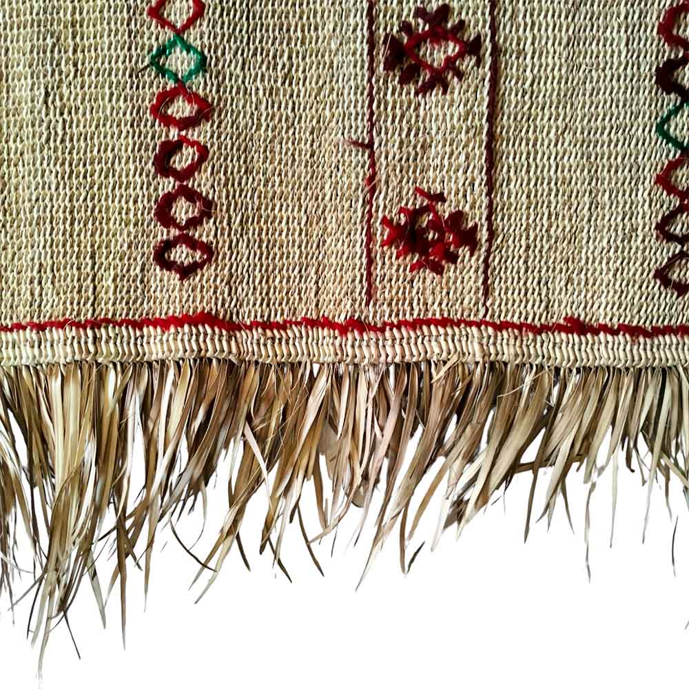 Handwoven Straw Runner Rug with Berber Embroidery – 40×75 Inches image 7