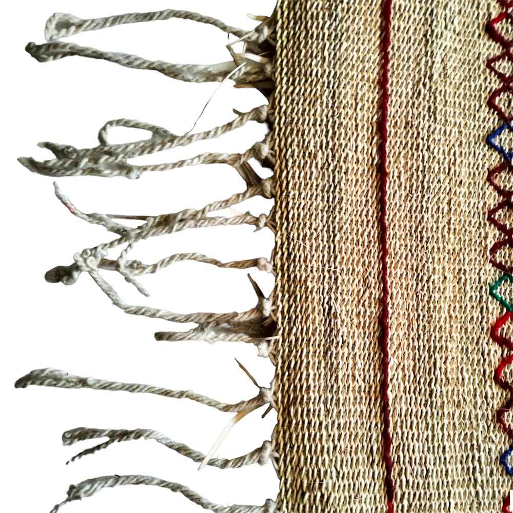 Handwoven Straw Runner Rug with Berber Embroidery – 40×75 Inches image 9