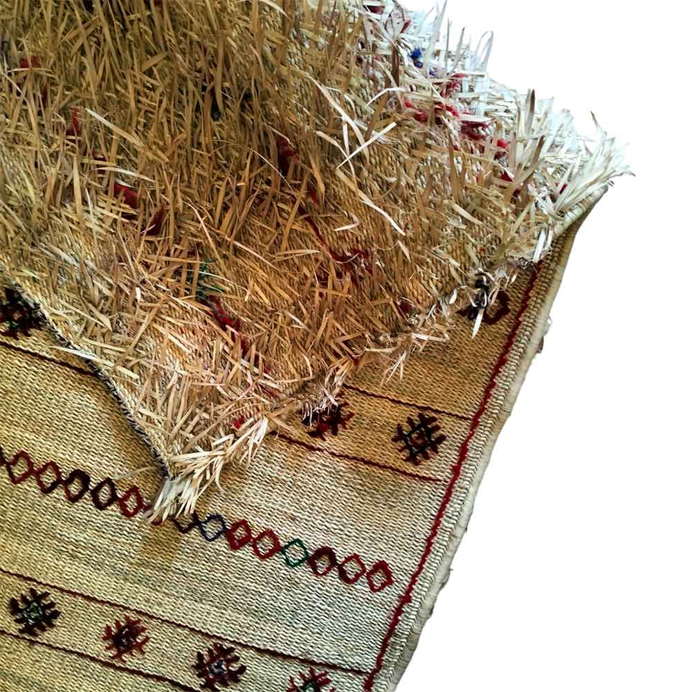 Handwoven Straw Runner Rug with Berber Embroidery – 40×75 Inches image 8