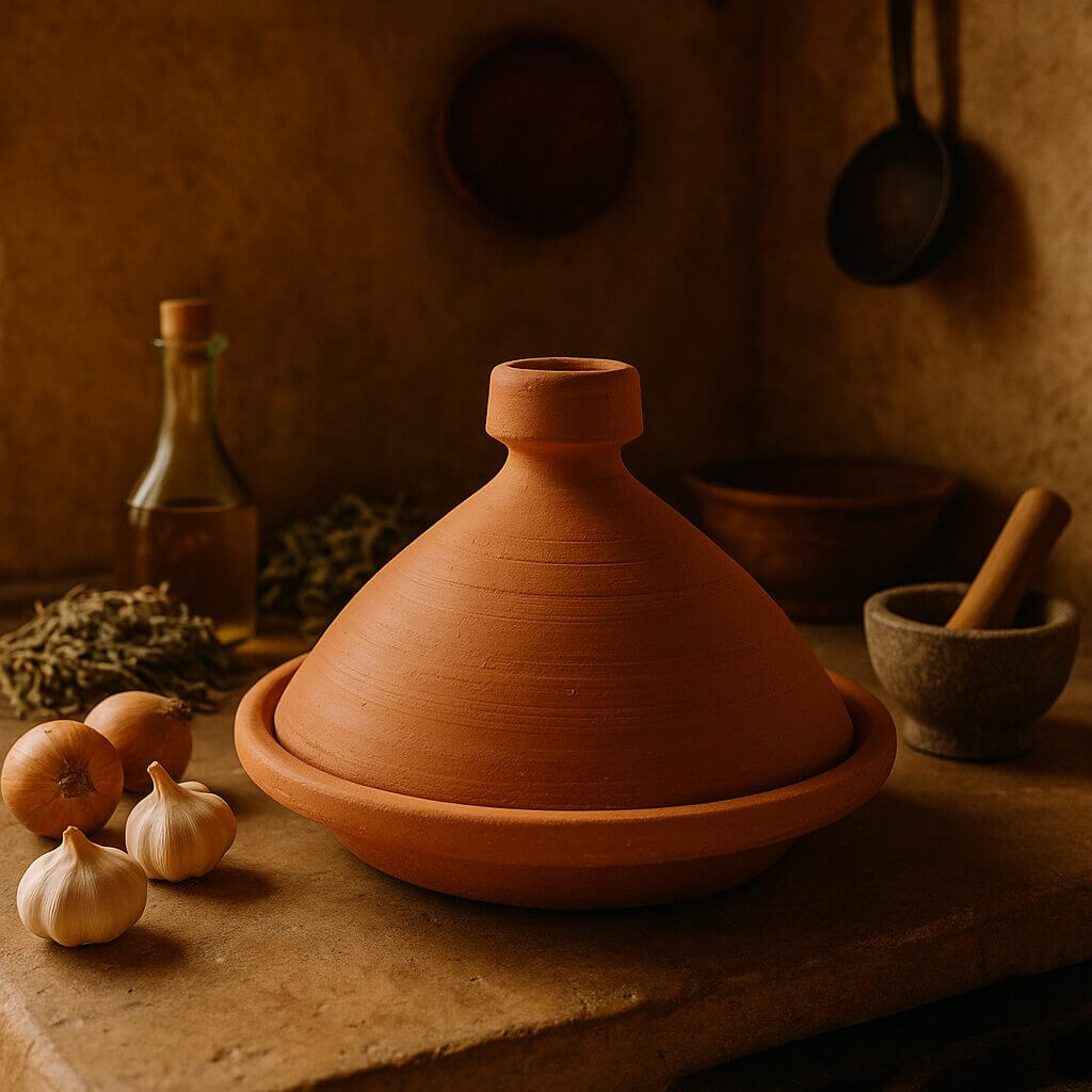 Handmade Terracotta Tagine Pot 30cm – Authentic Moroccan Ceramic Clay image 3