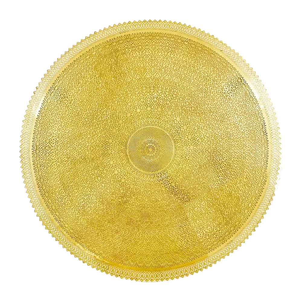 Round Brass Pendant Light Extra Large – Hand-Engraved Geometric Dome Shade image