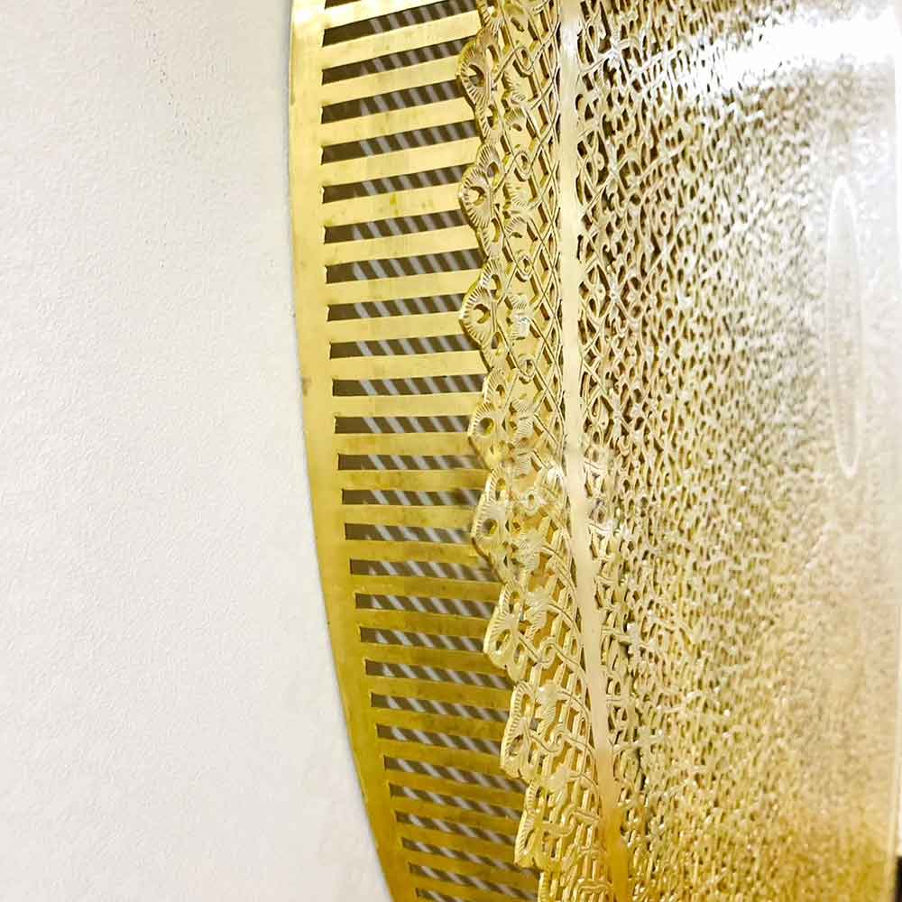 Round Brass Pendant Light Extra Large – Hand-Engraved Geometric Dome Shade image 9