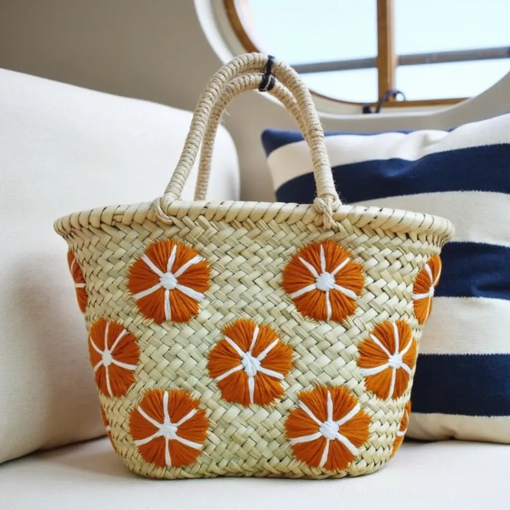 Small Straw Bag – Handwoven Floral Pattern Mini Tote for Beach & Market image 4