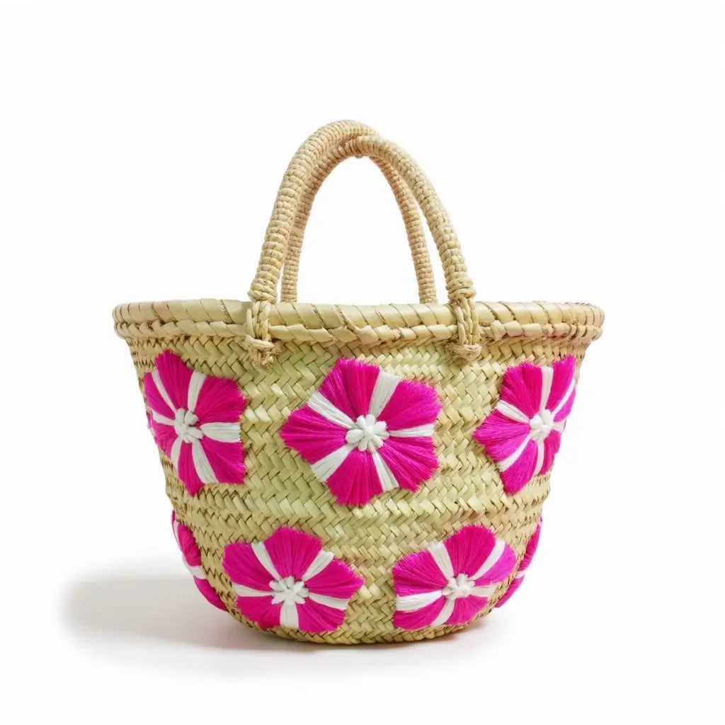 Small Straw Bag – Handwoven Floral Pattern Mini Tote for Beach & Market image 5