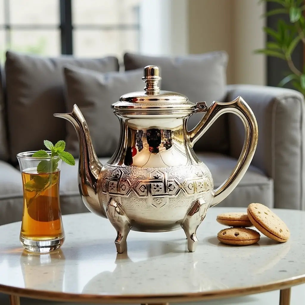 Hand-Engraved Stainless Steel Teapot – Traditional Geometric Design image 3