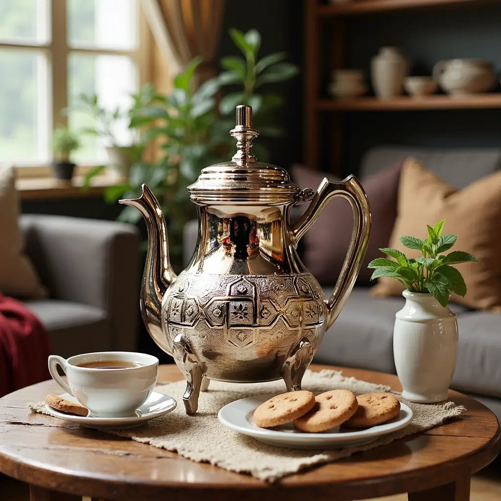 Hand-Engraved Stainless Steel Teapot – Traditional Geometric Design image 4