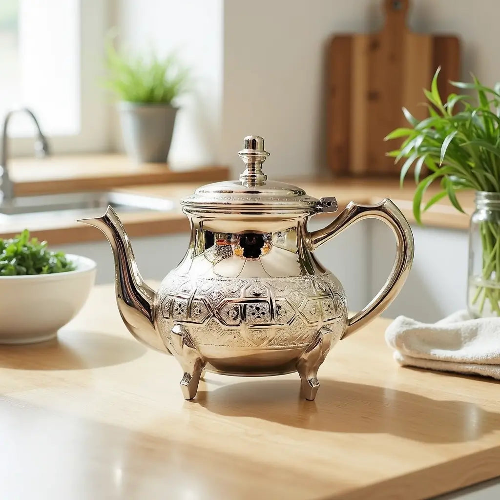 Hand-Engraved Stainless Steel Teapot – Traditional Geometric Design image 2