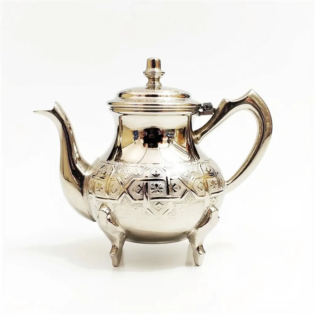 Hand-Engraved Stainless Steel Teapot – Traditional Geometric Design image
