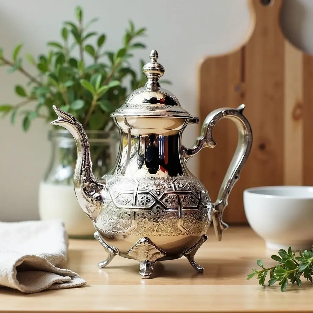 Tall Silver Teapot – Handcrafted Moroccan Style 1L & 1.5L image 2