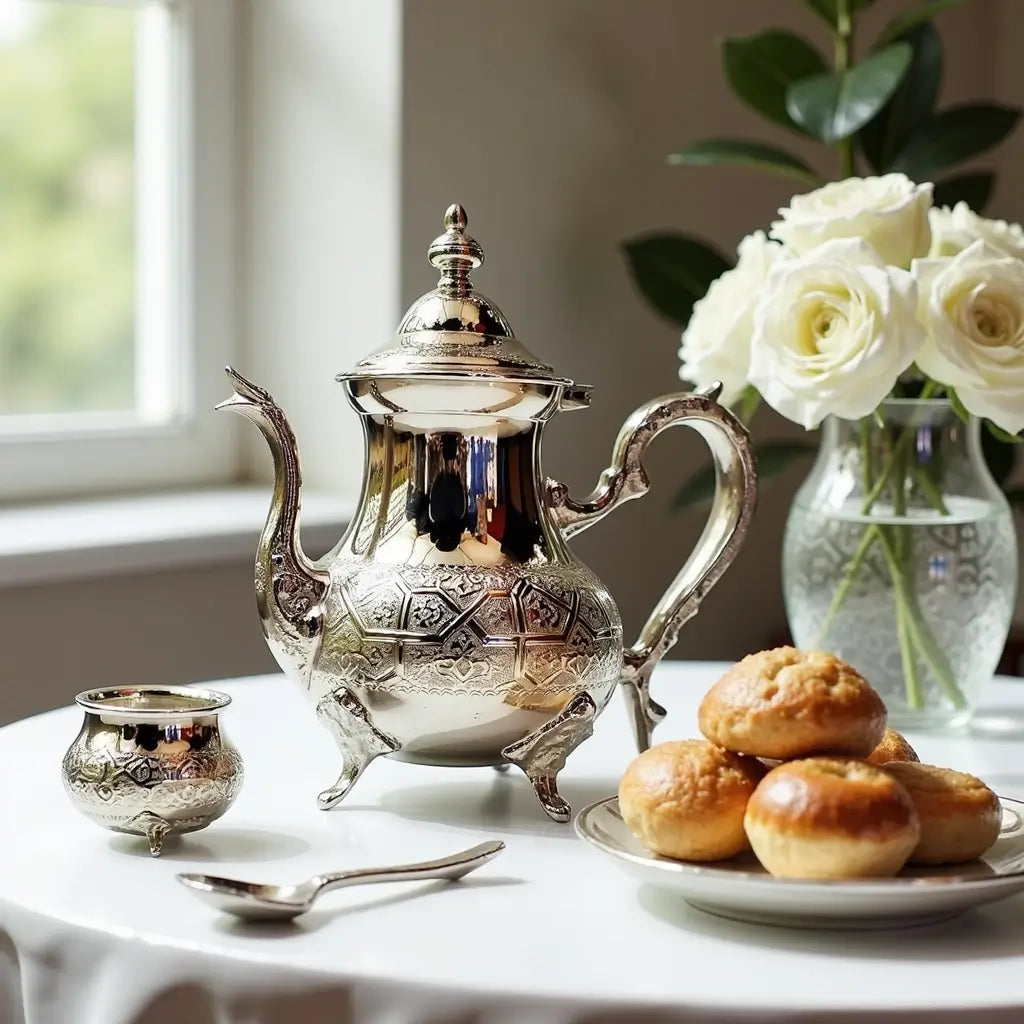 Tall Silver Teapot – Handcrafted Moroccan Style 1L & 1.5L image 3