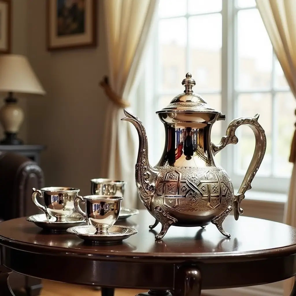 Tall Silver Teapot – Handcrafted Moroccan Style 1L & 1.5L image 4
